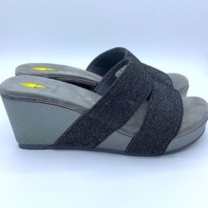 Volatile Portia Double Strap Sparkle Wedges